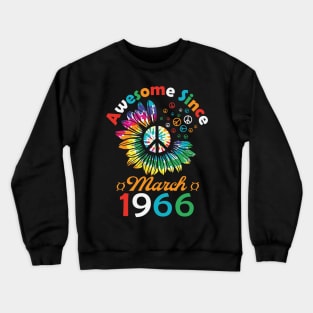 Funny Birthday Quote, Awesome Since March 1966, Retro Birthday Crewneck Sweatshirt